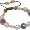 Agate and Pearl Beaded Pull Bracelet