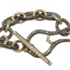 7.5" ALTERNATING GOLD AND GREY TEXTURED HORSESHOE BRACELET