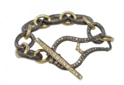 7.5" ALTERNATING GOLD AND GREY TEXTURED HORSESHOE BRACELET