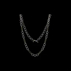 33.5" ALTERNATING PAPERCLIP LINK NECKLACE