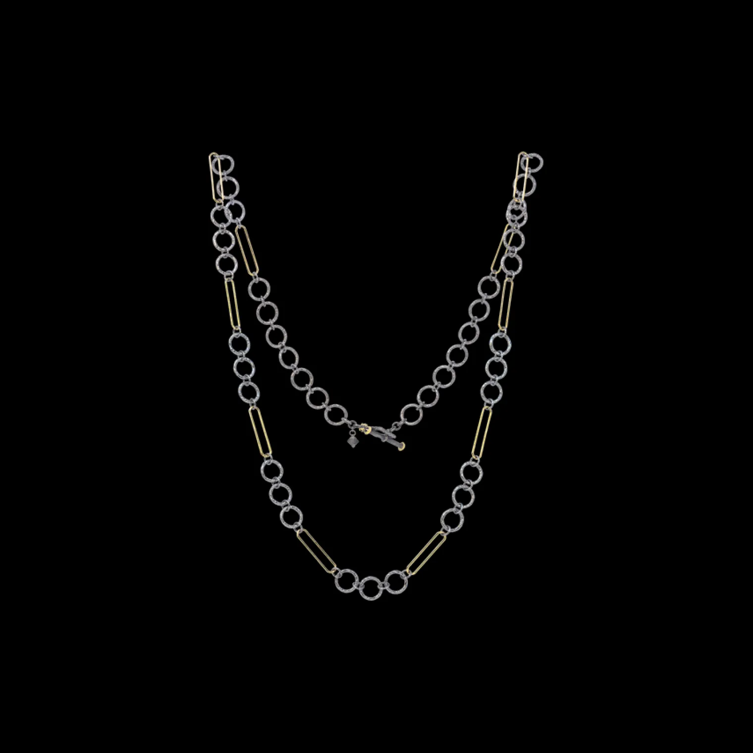 33.5" ALTERNATING PAPERCLIP LINK NECKLACE