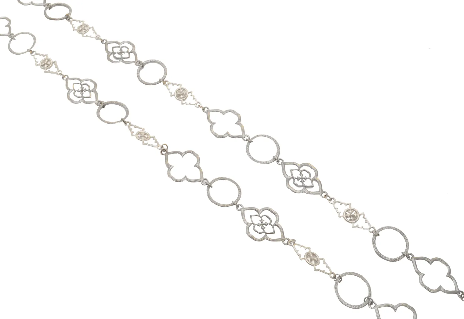 Alternating Scroll Ring Link Necklace