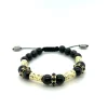 ARTIFACT BEADED PULL BRACELET WITH BLACK TOURMALINE AND GOLD STATIONS