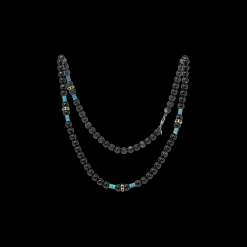 ARTIFACT BEADED TEAL PATINA AND BLACK TOURMALINE NECKLACE