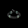 ARTIFACT BLACK LEATHER BRACELET WITH GOLD CRIVELLI AND  TEAL PATINA DETAILS