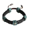 ARTIFACT BLACK LEATHER BRACELET WITH TEAL PATINA