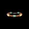 ARTIFACT BROWN LEATHER BRACELET WITH GOLD AND TEAL PATINA DETAILS
