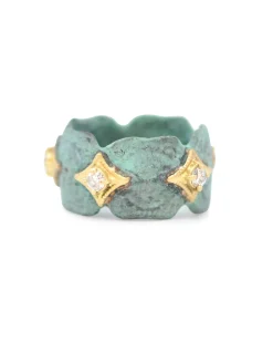 ARTIFACT STACK RING IN TEAL PATINA