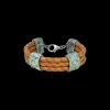ARTIFACT  TEAL PATINA AND BROWN LEATHER BRACELET