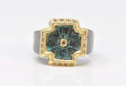 ARTIFACT TEAL PATINA CROSS STATEMENT RING