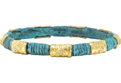 ARTIFACT TEAL PATINA WHITE DIAMONDS BANGLE BRACELET