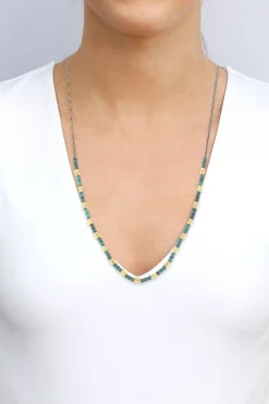 18" ARTIFACT TEAL PATINA WITH GOLD COMPONENTS NECKLACE