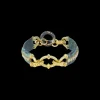 ARTIFACT TOGGLE LINK BRACELET WITH WHITE DIAMONDS AND TEAL PATINA