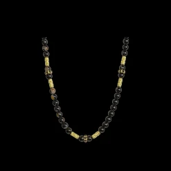 20" BEADED ARTEFACT NECKLACE WITH BLACK TOURMALINE
