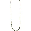 32"  BEADED NECKLACE WITH TURQUOISE CERAMIC AFGHANI AND CARVED