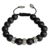 BEADED PULL BRACELET WITH BLACK ONYX AND GREY DIAMONDS