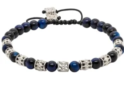 BEADED PULL BRACELET WITH YELLOW BLUE TIGER