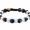 BEADED PULL BRACELET WITH YELLOW BLUE TIGER