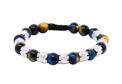 BEADED PULL BRACELET WITH YELLOW BLUE TIGER