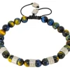 BEADED PULL BRACELET WITH YELLOW BLUE TIGER