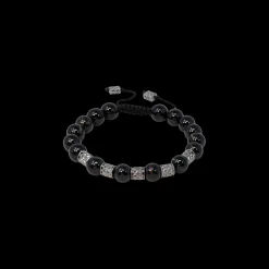 BEADED PULL BRACELET WITH BLACK TOURMALINE