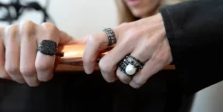 BLACK DIAMOND ROSE CUT STACK RING