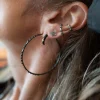 BLACK SAPPHIRE PAVE DAGGER STUD EARRINGS