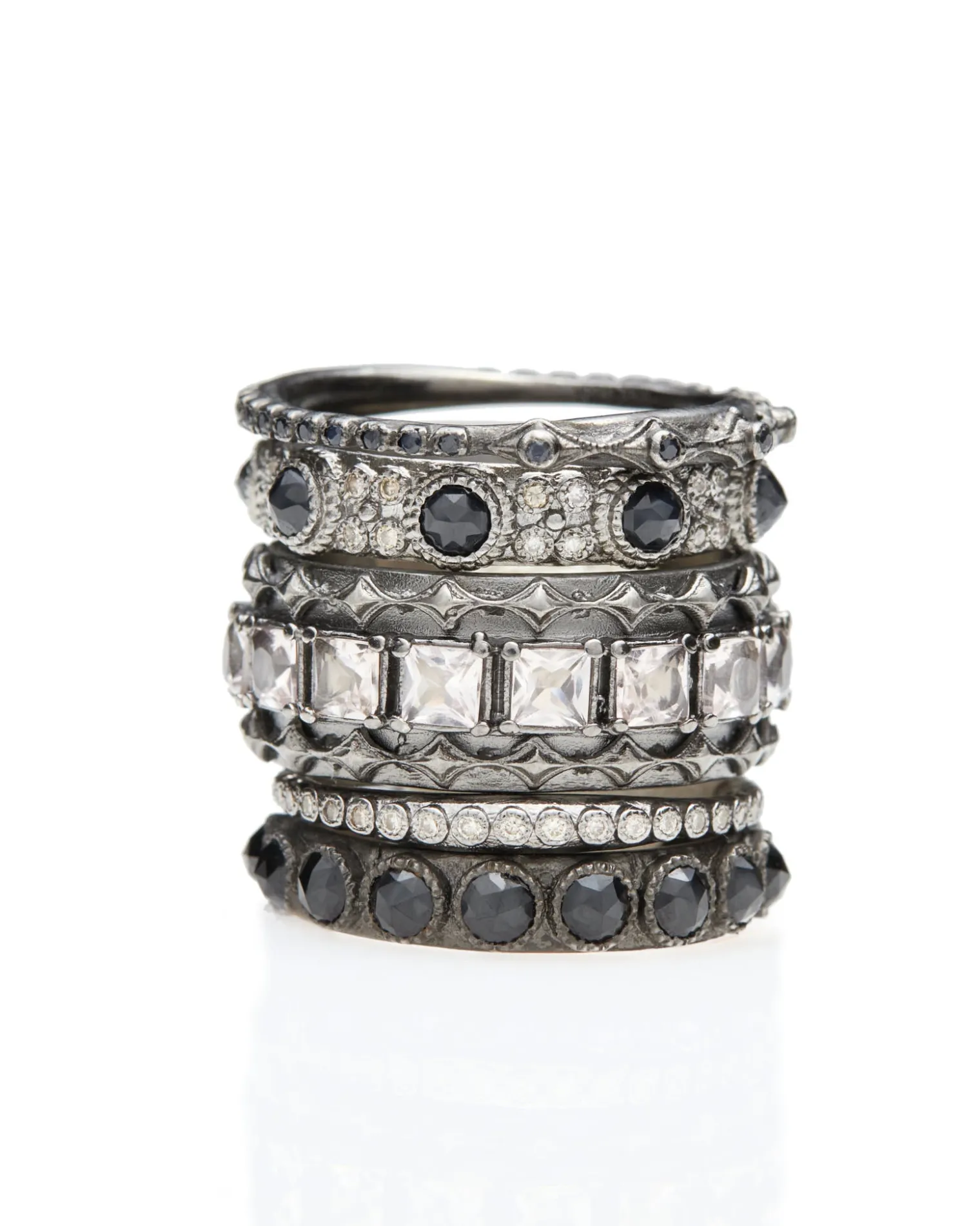 Black Spinel Stack Ring