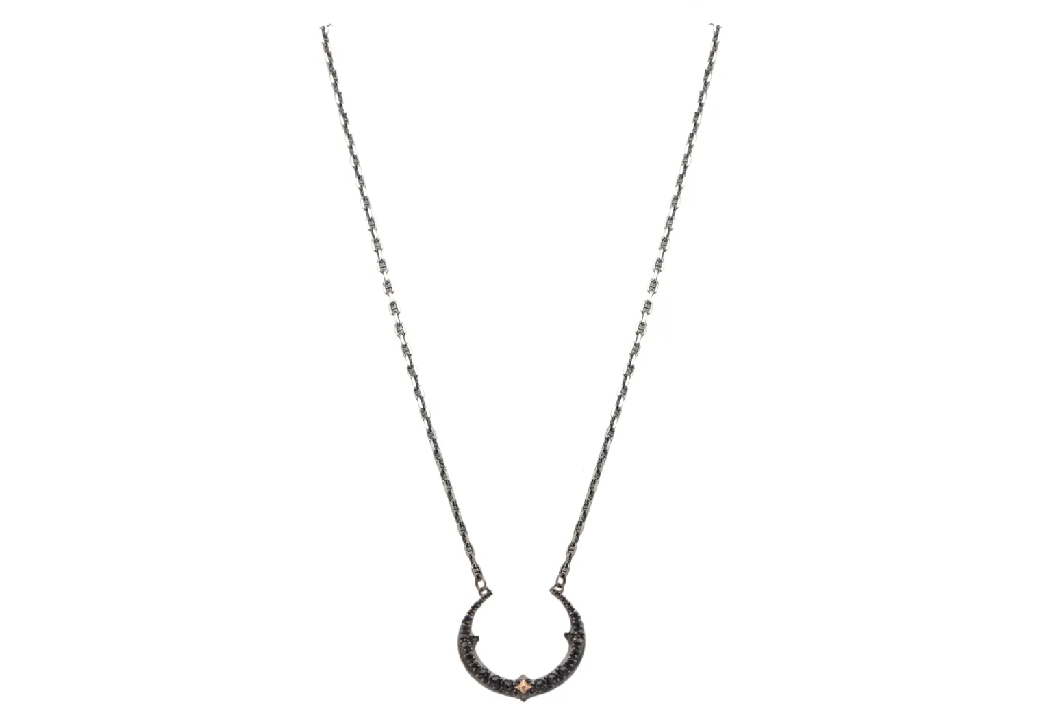 17.5" BLACKENED CRIVELLI CRESCENT PENDANT NECKLACE