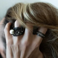 Blackened Stack Ring