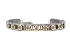 Blue Grey Sapphire Stations Kick Cuff Bracelet