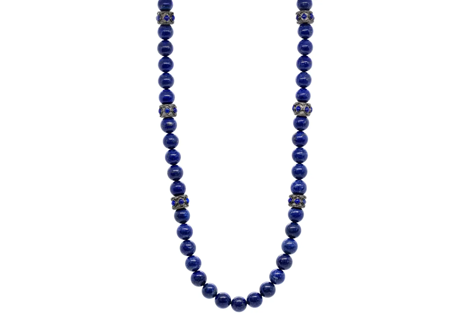 30" BLUE LAPIZ BEADS NECKLACE