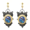 BLUE MOTHER OF PEARL DROP EARRINGS