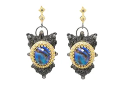 BLUE MOTHER OF PEARL DROP EARRINGS