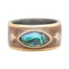 BLUE MOTHER OF PEARL MOODY MAUVE ENAMEL RING