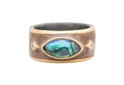 BLUE MOTHER OF PEARL MOODY MAUVE ENAMEL RING