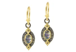 BLUE MOTHER OF PEARL ON CRIVELLI DROP EARRINGS