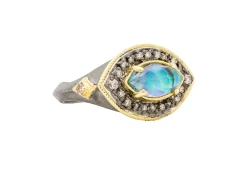 BLUE MOTHER OF PEARL SIGNET RING