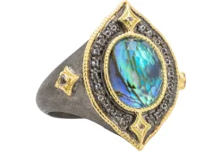 BLUE MOTHER OF PEARL SIGNET RING