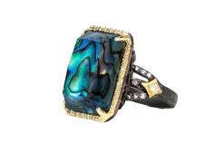 BLUE MOTHER OF PEARL STATEMENT RING