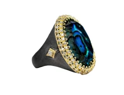 BLUE MOTHER OF PEARL STATEMENT RING