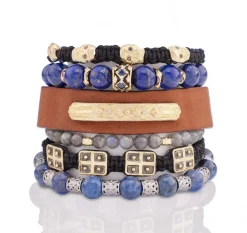 BLUE SODALITE BEADED PULL BRACELET