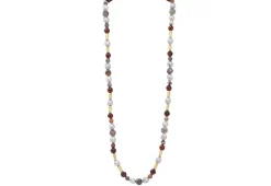Botswana Agate, Pearls, and Garnet Beaded Necklace