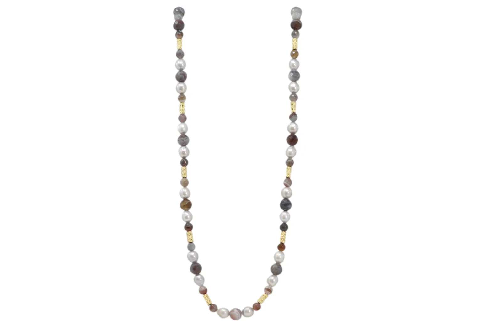 Botswana and Pearl Beaded Necklace