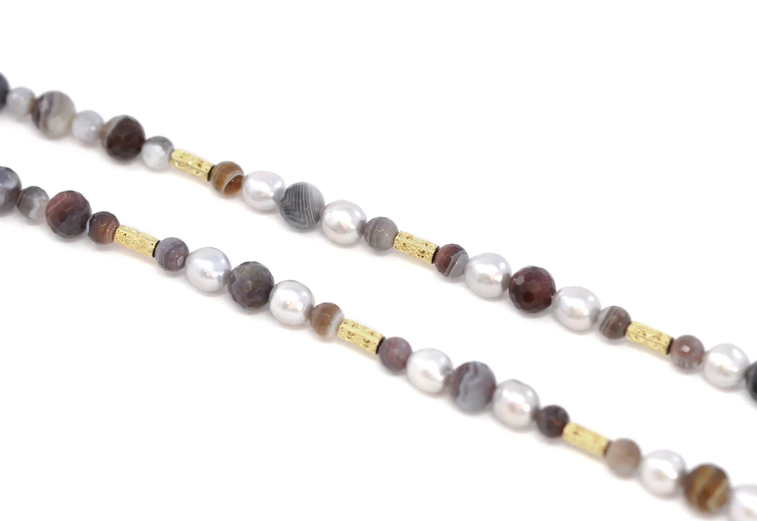 Botswana and Pearl Beaded Necklace