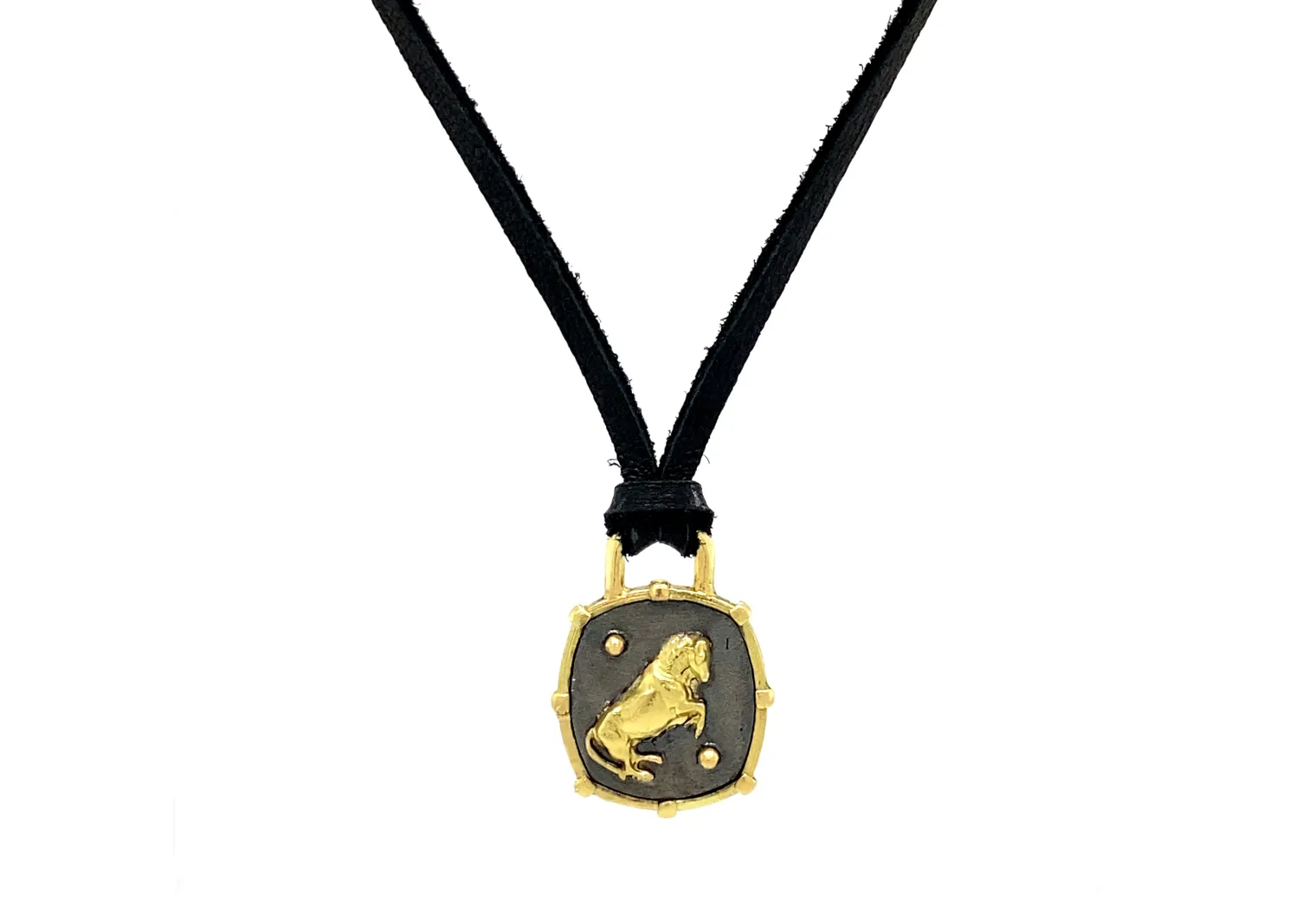 Bull Shield Leather Necklace