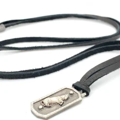 Bull Shield Pendant Leather Necklace