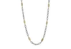 20" CARVED SCROLL STATION AND TWISTED OVALS LINKS NECKLACE