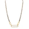 17"  CHAIN LINK NECKLACE WITH PAVE PAPERCLIP