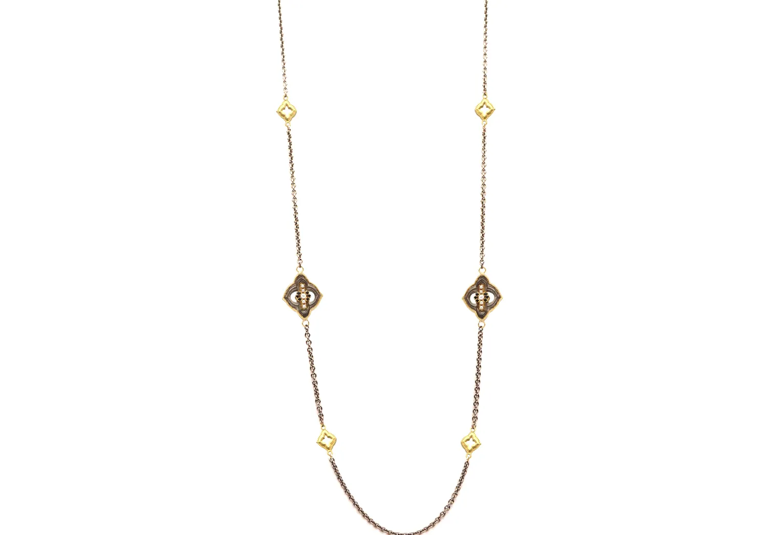36" CHAIN LINK NECKLACE WITH 6 SCROLL STATIONS